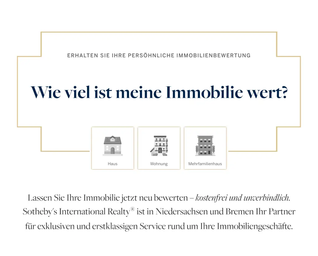 Immobilienbewertung Anzeige mit Auswahl für Haus, Wohnung oder Mehrfamilienhaus