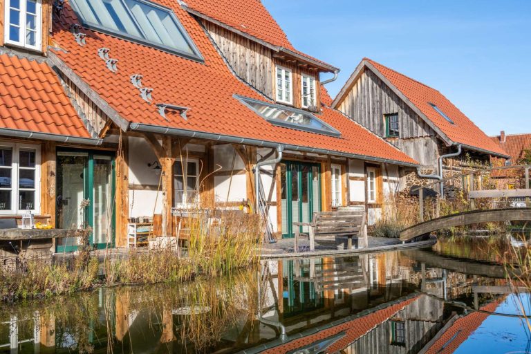 Blick auf die Hausterrasse